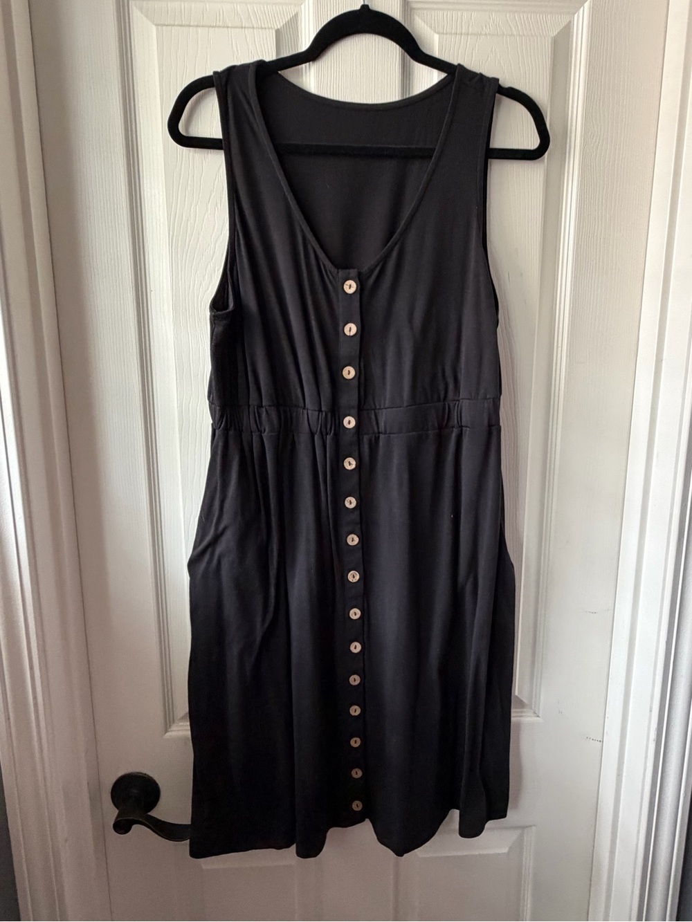 Sleeveless Black Button-Front Women's Dress
